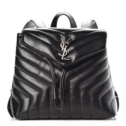 Saint Laurent Calfskin Y Quilted Monogram Small Loulou Backpack Black 1 of 10