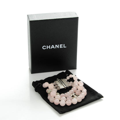 Chanel Beaded Crystal Multistrand CC Bracelet Pink 6 of 6