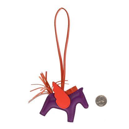Hermes Milo Lambskin Grigri Rodeo Pegase Horse Bag Charm PM Violet Cornaline Capucine 2 of 5