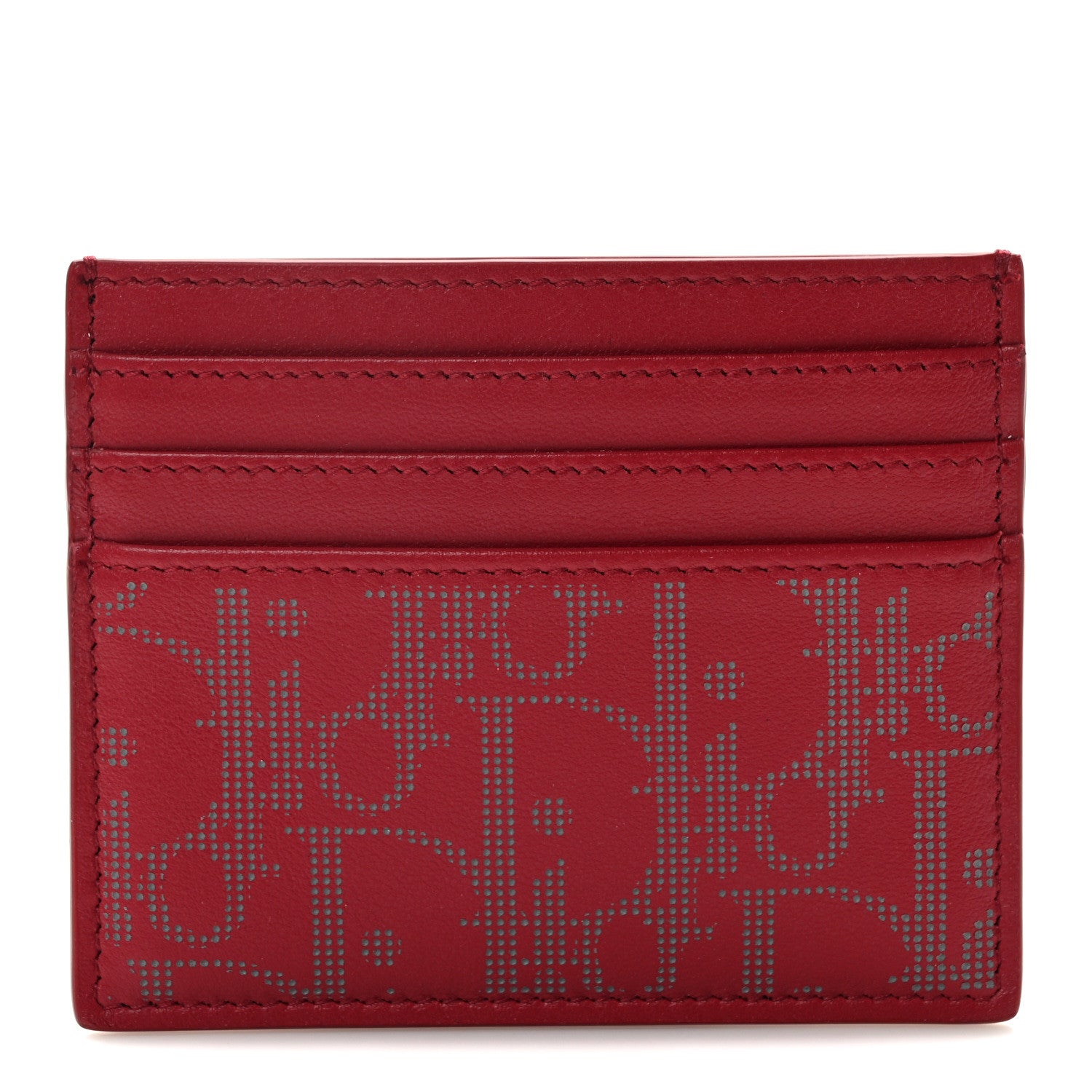 Christian Dior Calfskin Oblique Galaxy Perforated Card Holder Red White 1 of 8