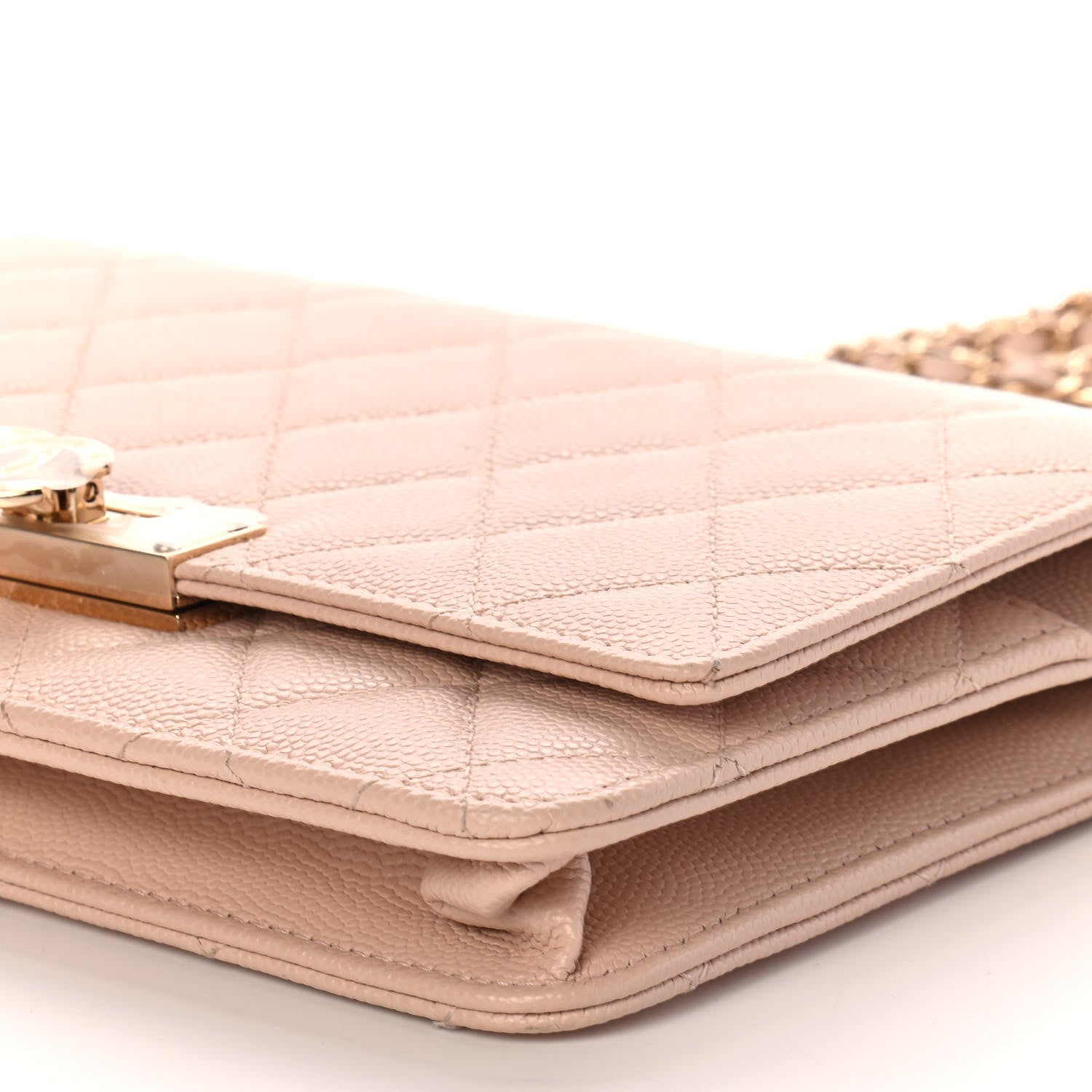 Chanel Caviar Quilted Golden Class Wallet On Chain WOC Light Beige 10 of 10