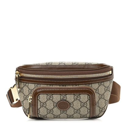 Gucci GG Supreme Monogram Textured Calfskin Retro Interlocking G Belt Bag Beige Ebony Brown Sugar 1 of 10