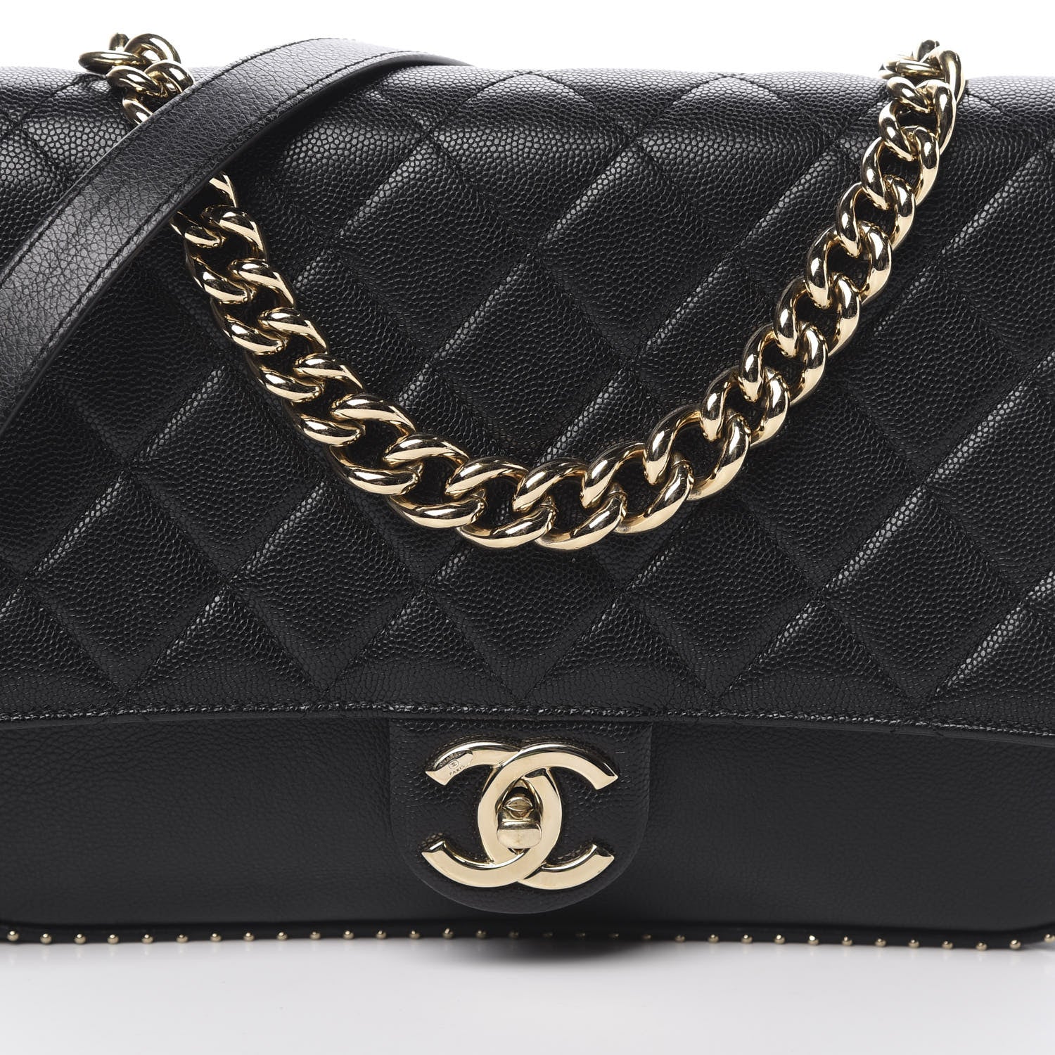 Chanel Caviar Quilted Large Studded Flap Black 9 of 14