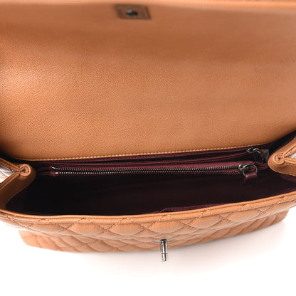 Chanel Caviar Quilted Medium Coco Handle Flap Camel 5 of 10