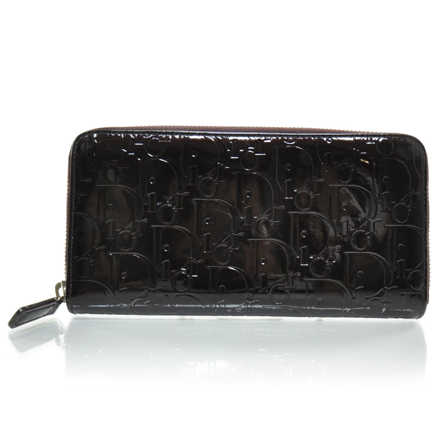 Christian Dior Patent Ultimate Zip Around Wallet Bordeaux 1 of 7