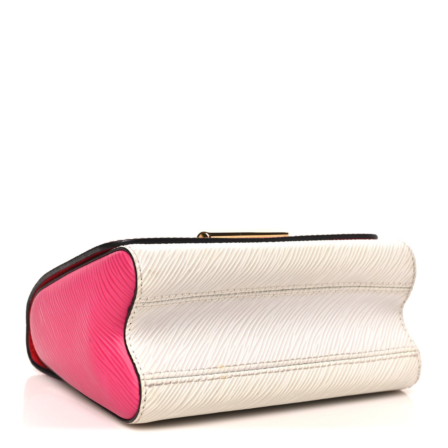 Epi Twist Shoulder Bag MM Coquelicot Hot Pink White