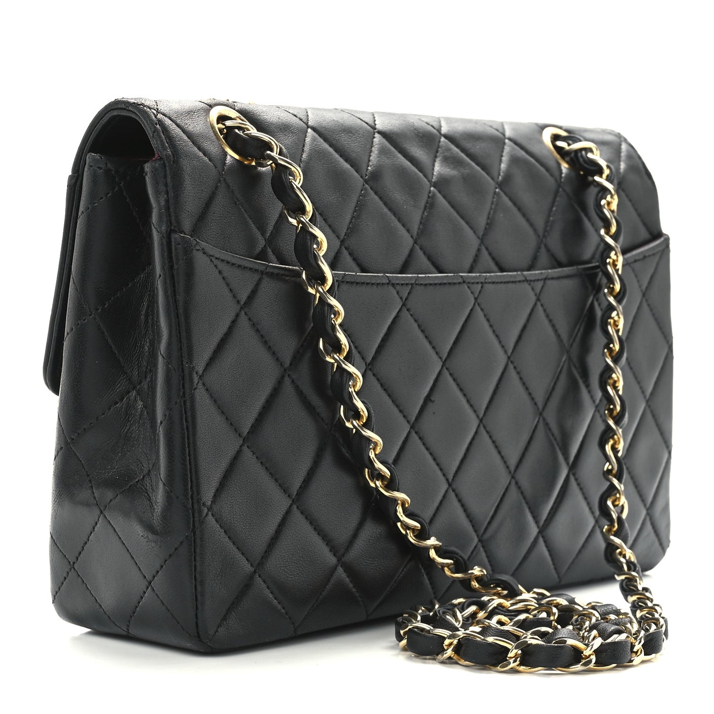 Lambskin Quilted Small Single Flap Black