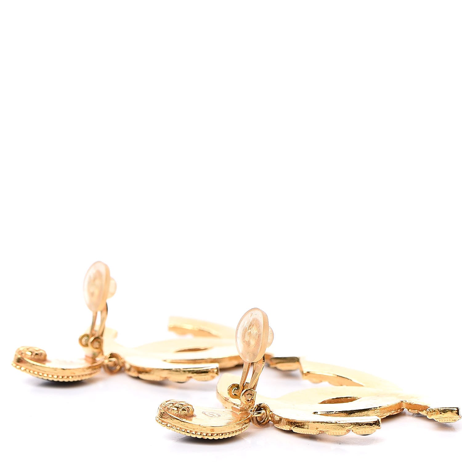 Chanel Resin Along The Nile CC Clip On Earrings Gold Black 3 of 5