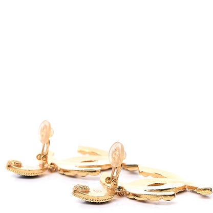 Chanel Resin Along The Nile CC Clip On Earrings Gold Black 3 of 5