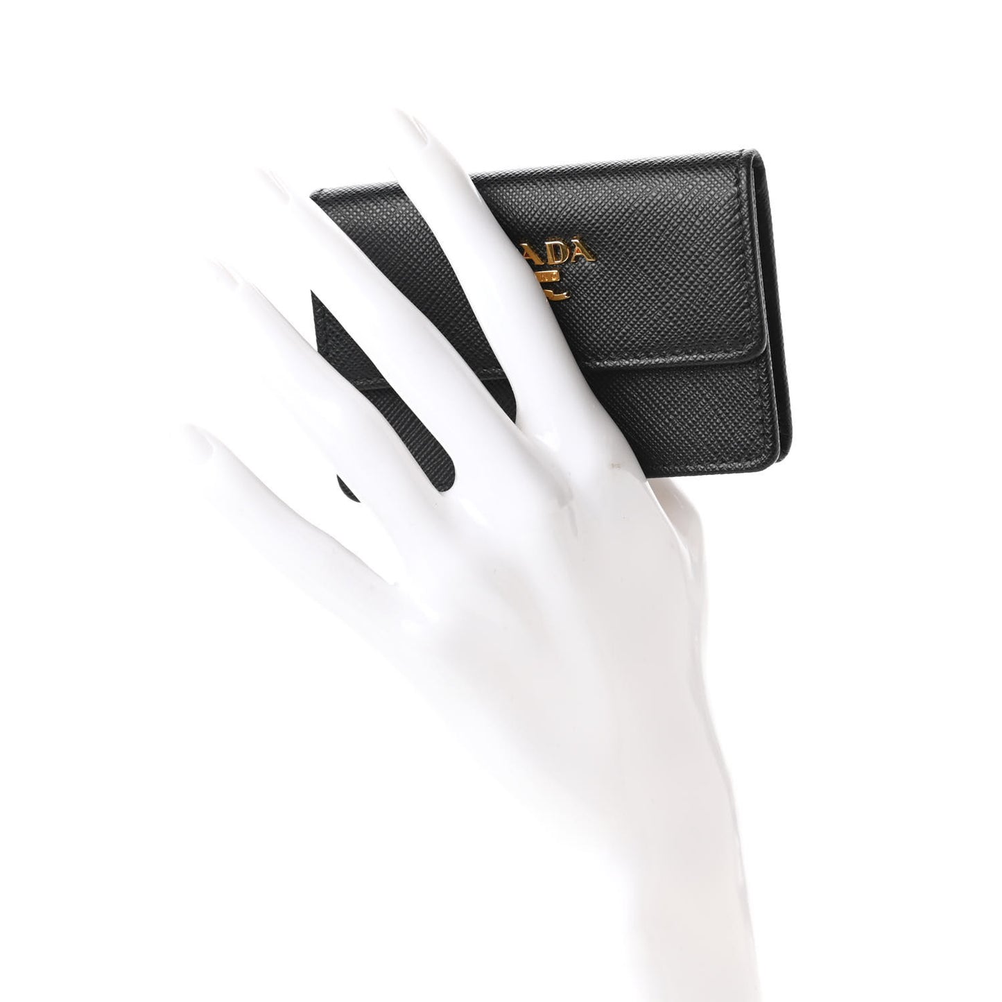 Saffiano Metal Flap Card Holder Black