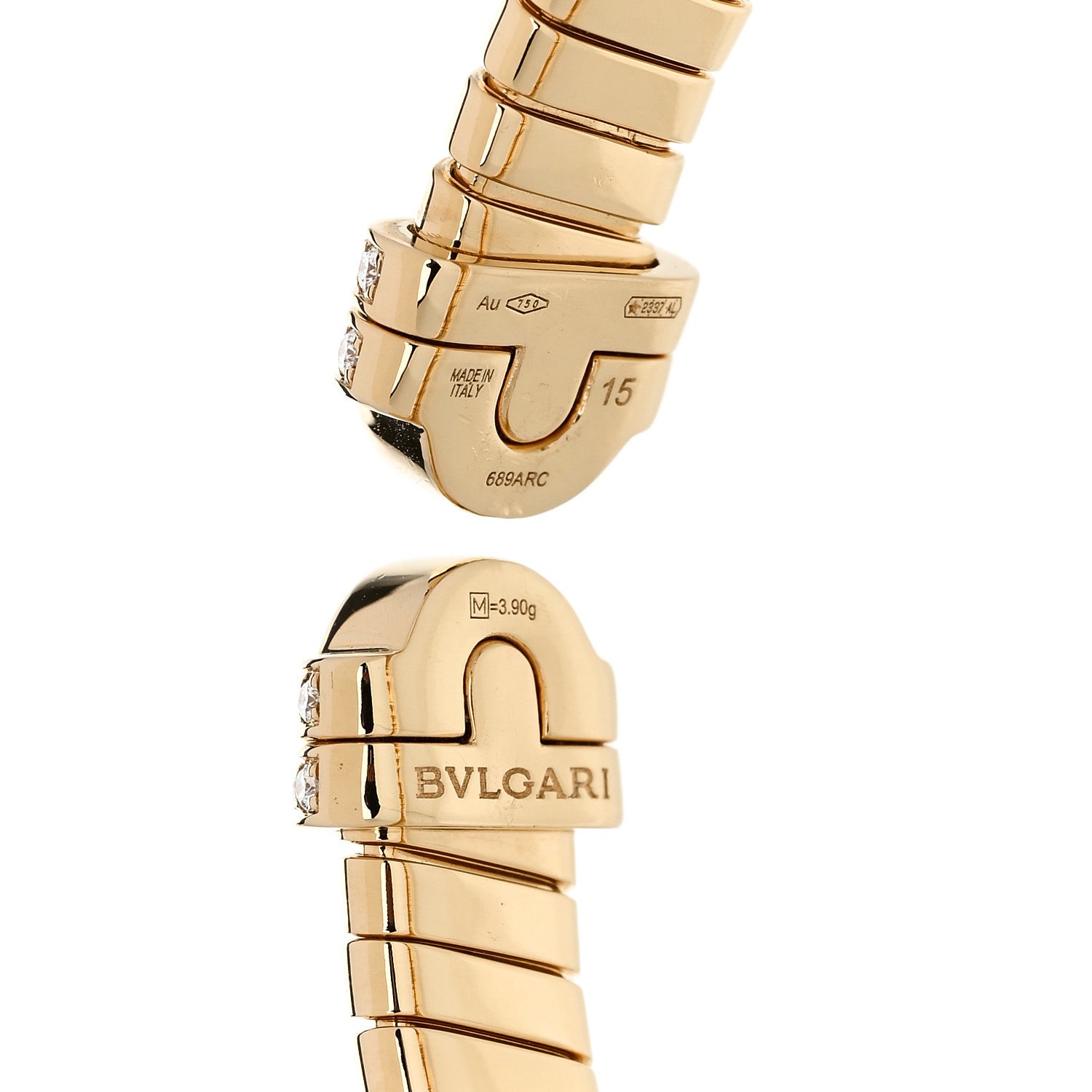 Bulgari 18K Yellow Gold Diamond Tubogas Bracelet 3 of 4