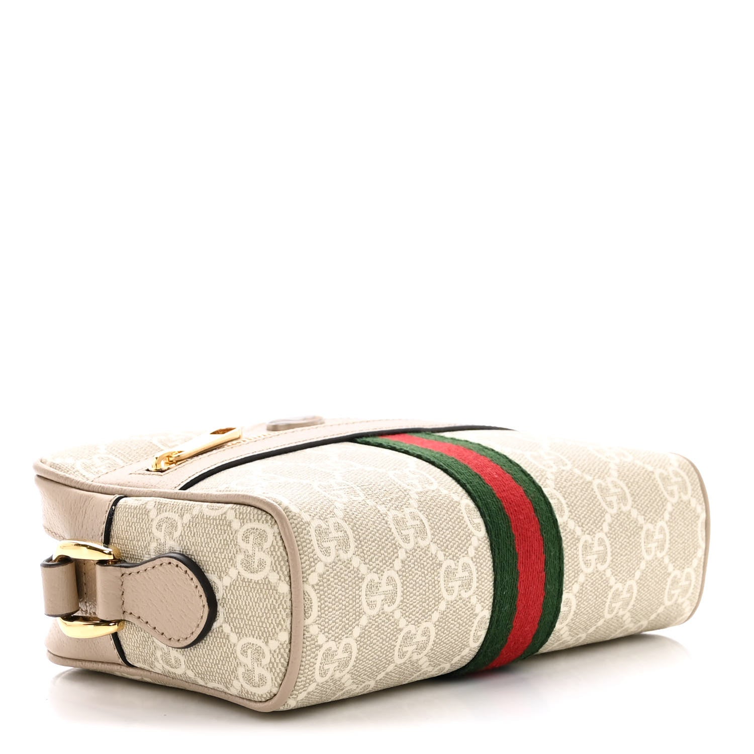 Gucci GG Supreme Monogram Textured Calfskin Web Mini Ophidia Shoulder Bag Beige Mystic White Oatmeal 4 of 16