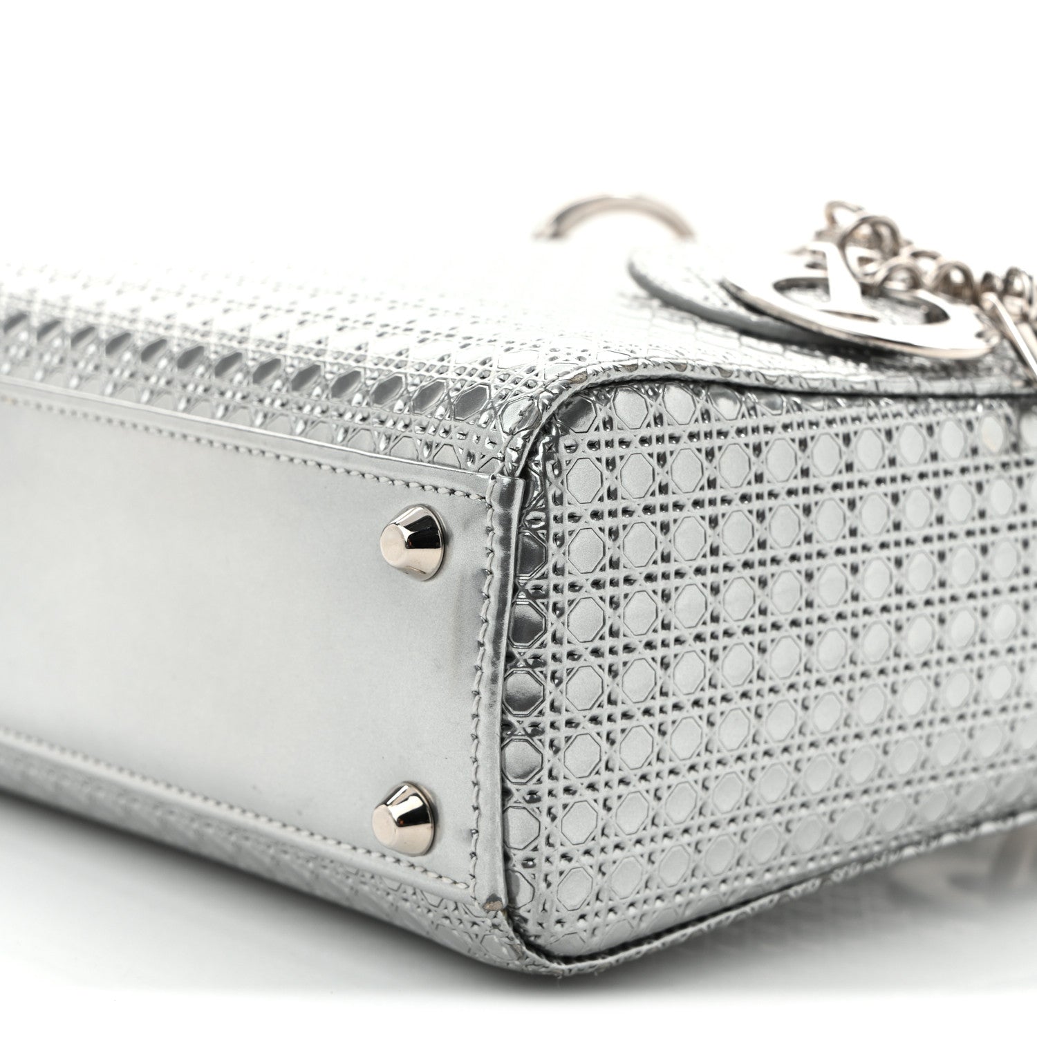 Christian Dior Metallic Patent Micro-Cannage Mini Lady Dior Silver 10 of 11