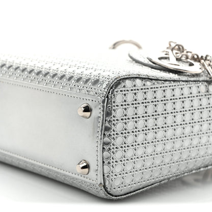 Christian Dior Metallic Patent Micro-Cannage Mini Lady Dior Silver 10 of 11