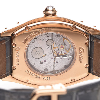 Cartier 18K Pink Gold Alligator Diamond Bezel 34mm Tortue Automatic Watch Grey 6 of 12