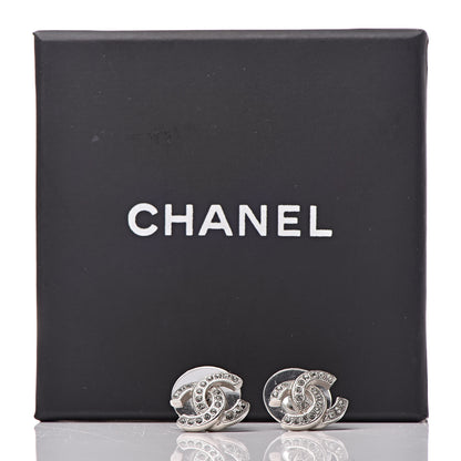 Chanel Crystal Mini Timeless CC Earrings Silver 5 of 5