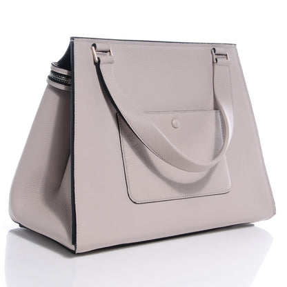Celine Pebbled Leather Medium Edge Shoulder Bag Pearl Grey 3 of 8