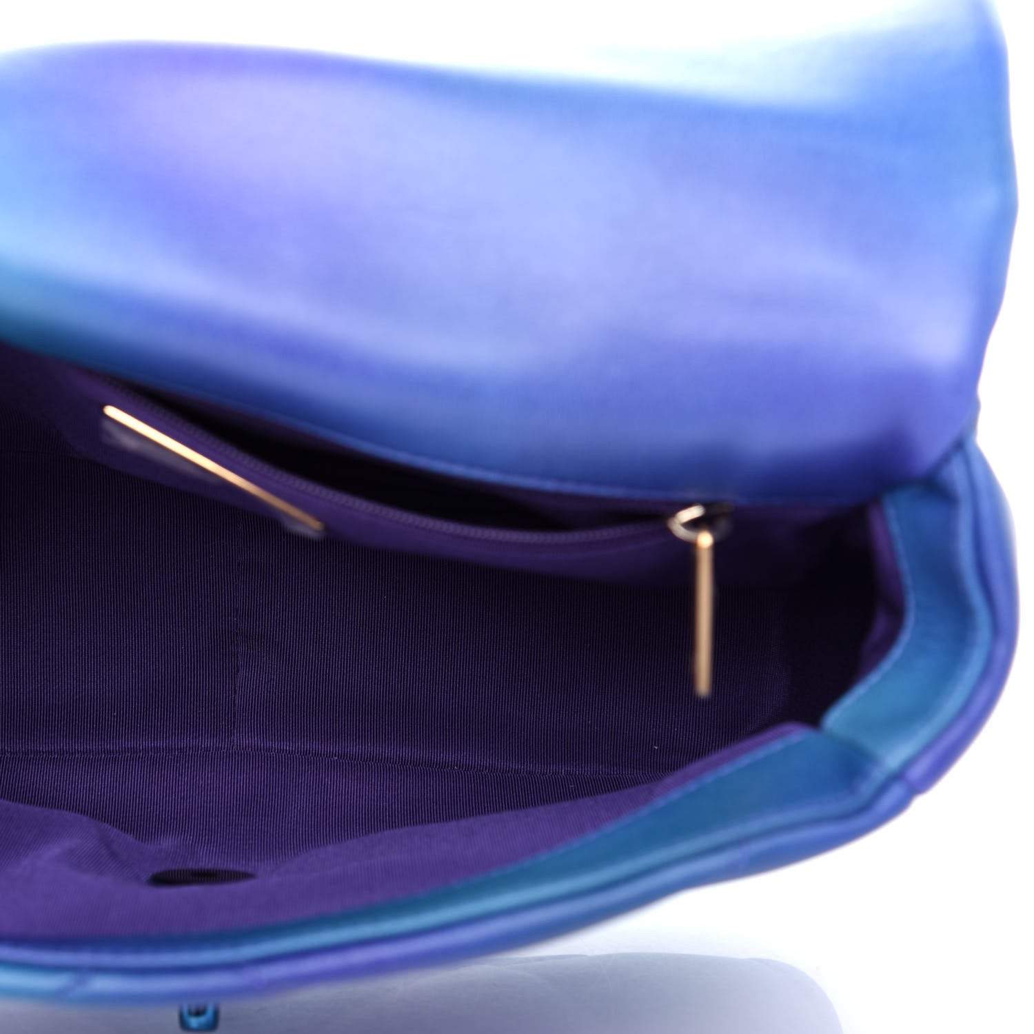 Chanel Tie Dye Calfskin Quilted Medium Chanel 19 Flap Blue Purple 5 of 10