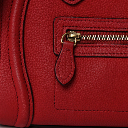 Celine Drummed Calfskin Nano Luggage Red 16 of 27