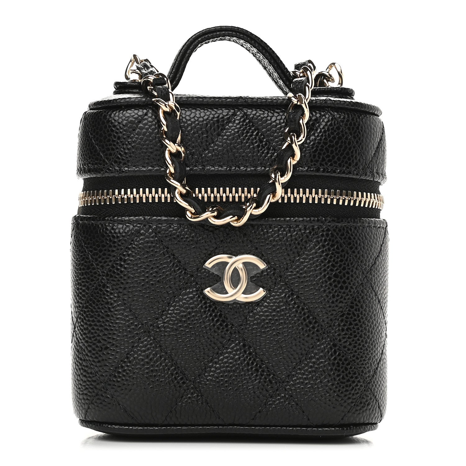Chanel Caviar Quilted Small Handle With Care Vanity Case With Chain Black 1 of 8