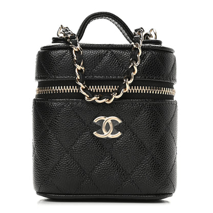 Chanel Caviar Quilted Small Handle With Care Vanity Case With Chain Black 1 of 8