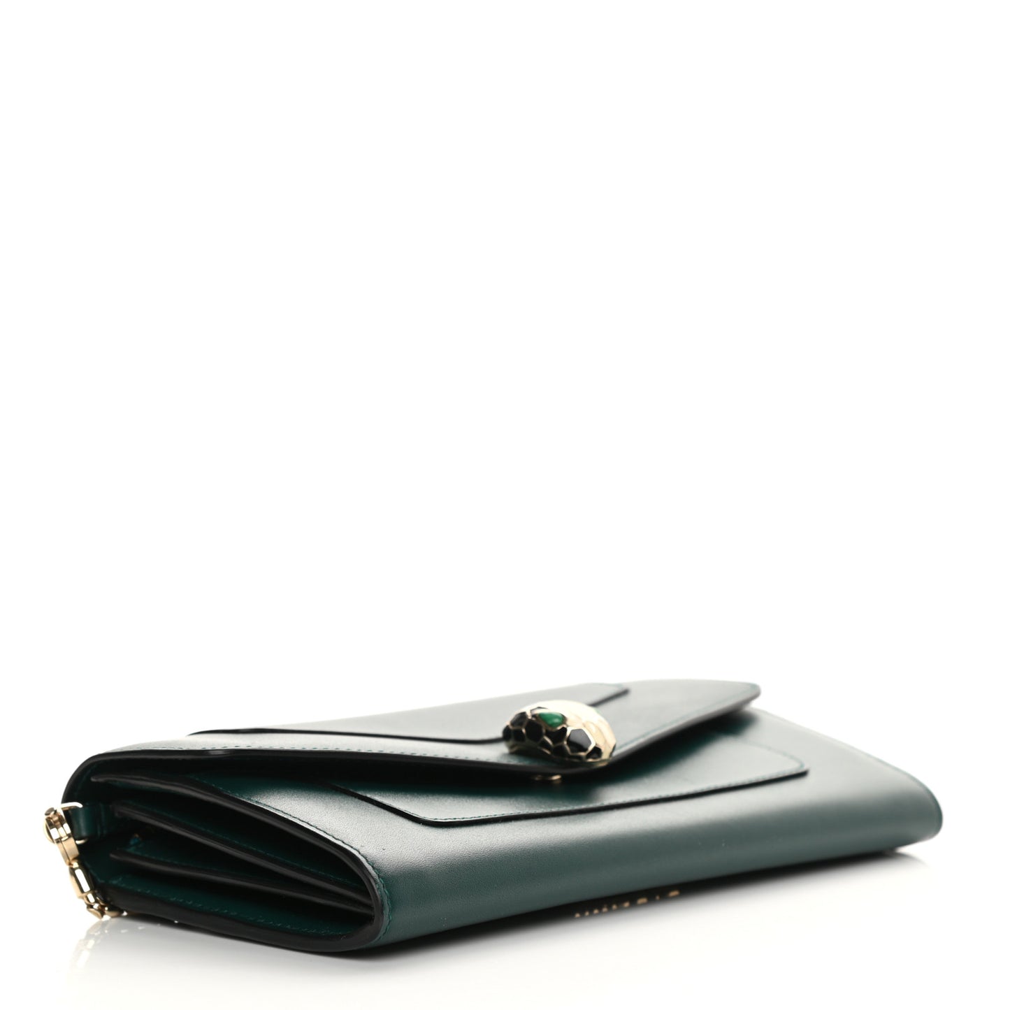 Calfskin Serpenti Forever Chain Wallet Green