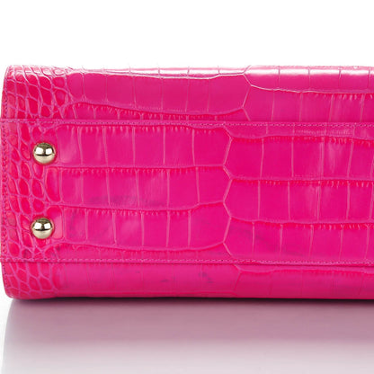 Jimmy Choo Calfskin Crocodile Embossed Medium Rosalie Satchel Fuchsia 6 of 8