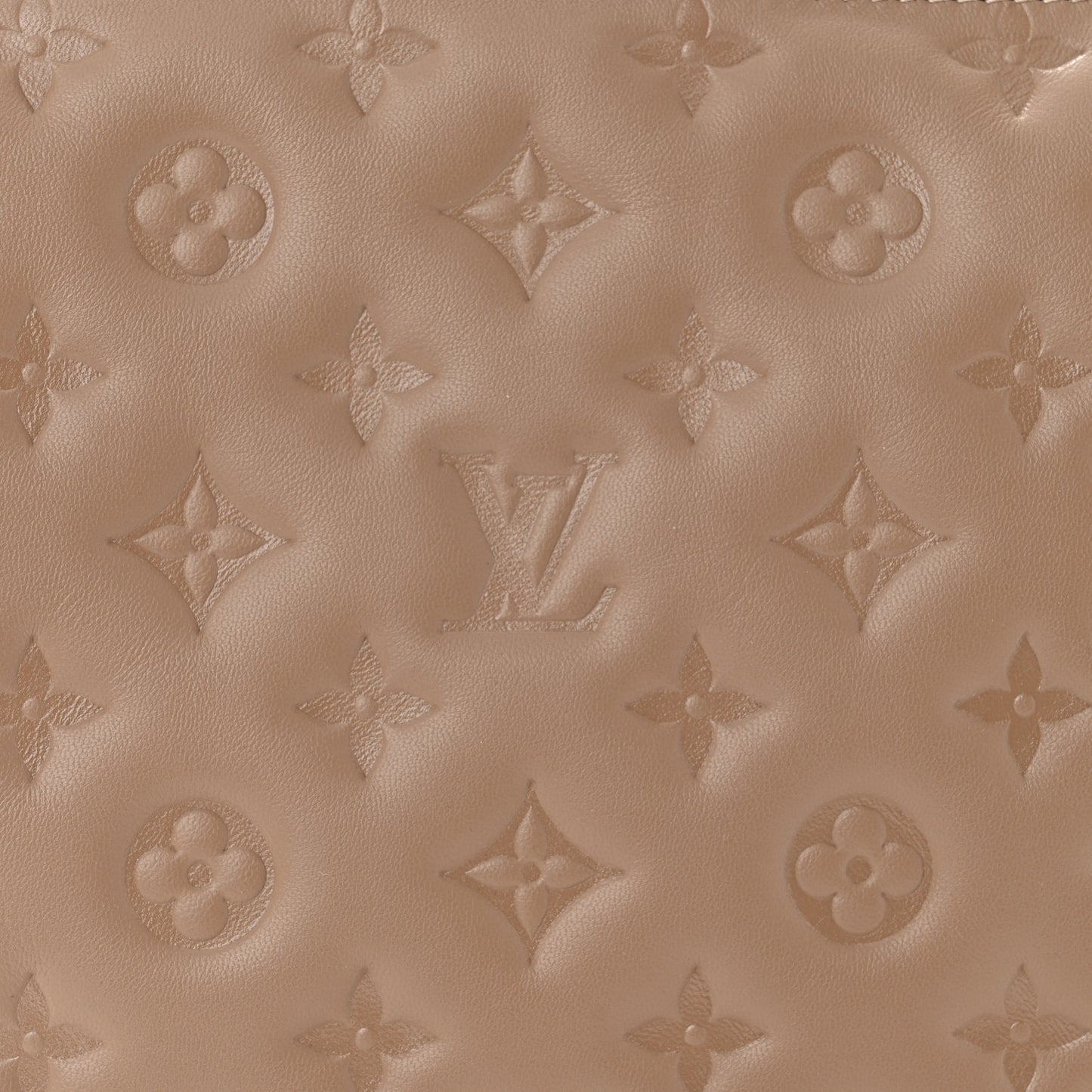 Lambskin Embossed Monogram Coussin PM Taupe
