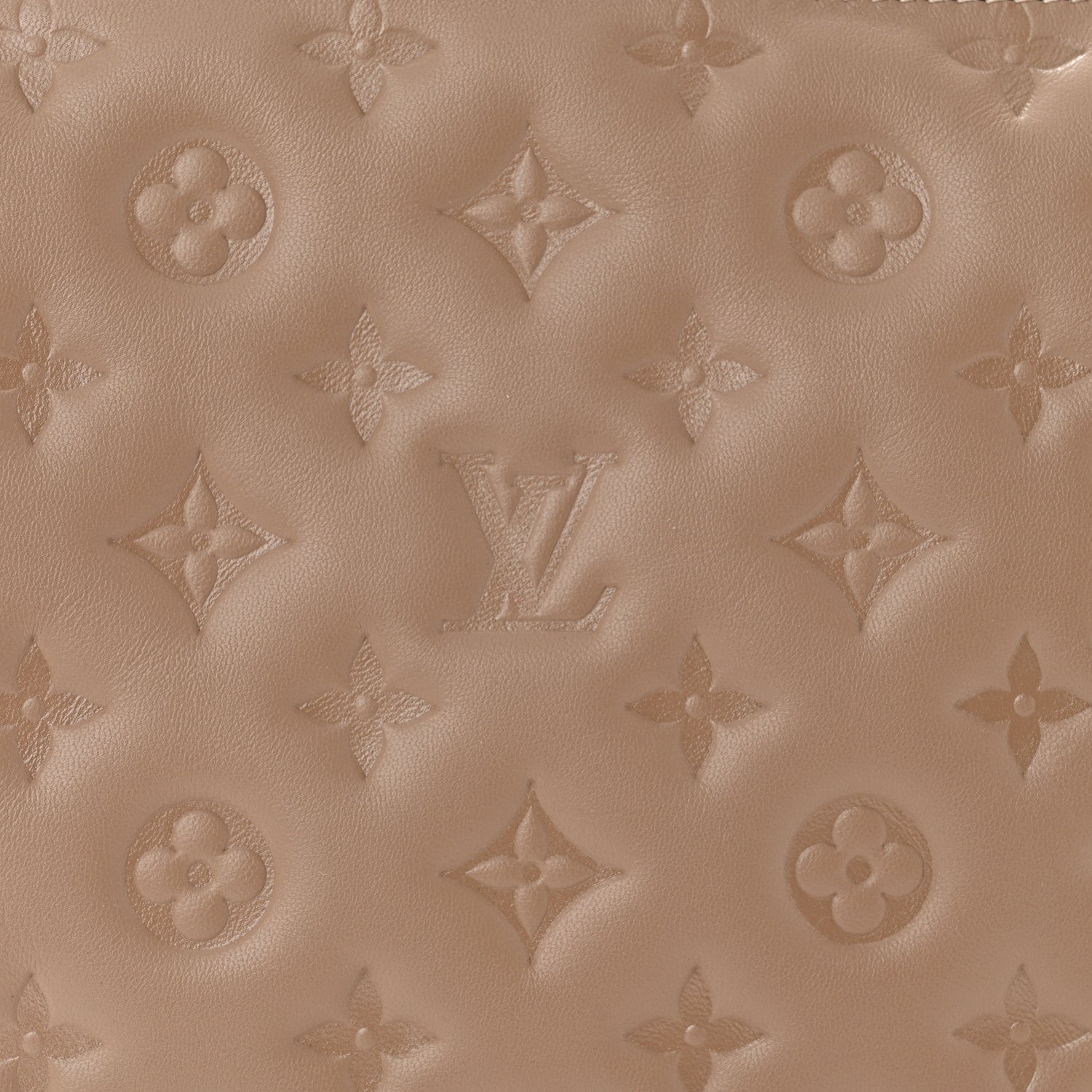 Louis Vuitton Lambskin Embossed Monogram Coussin PM Taupe 7 of 9