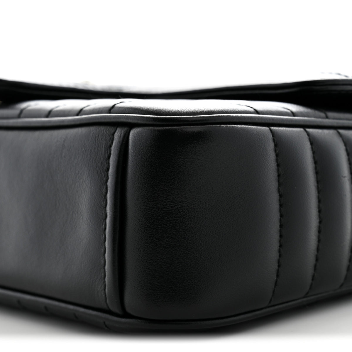 Soft Calfskin Impunture Diagramme Medium Chain Flap Shoulder Bag Black