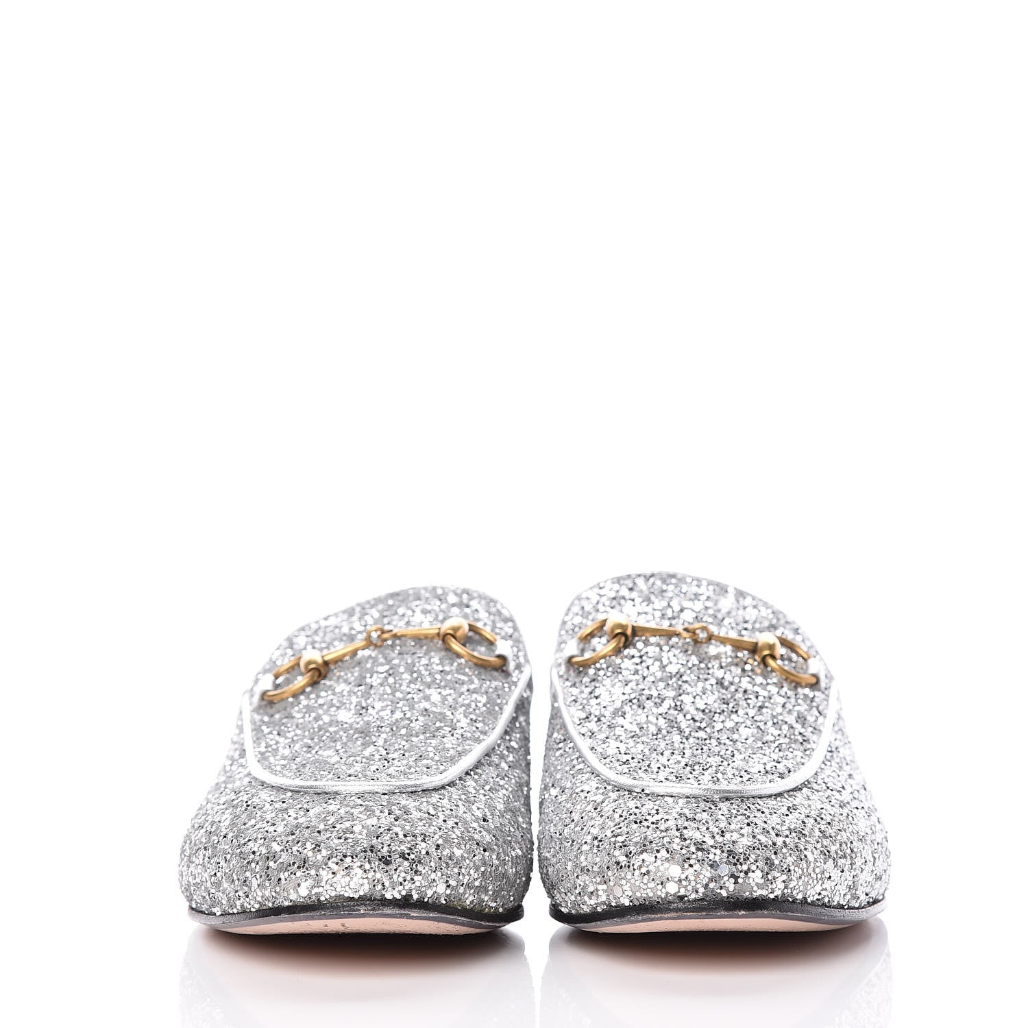 Gucci Glitter Womens Princetown Slippers 38 Silver 2 of 11