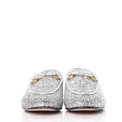 Gucci Glitter Womens Princetown Slippers 38 Silver 2 of 11
