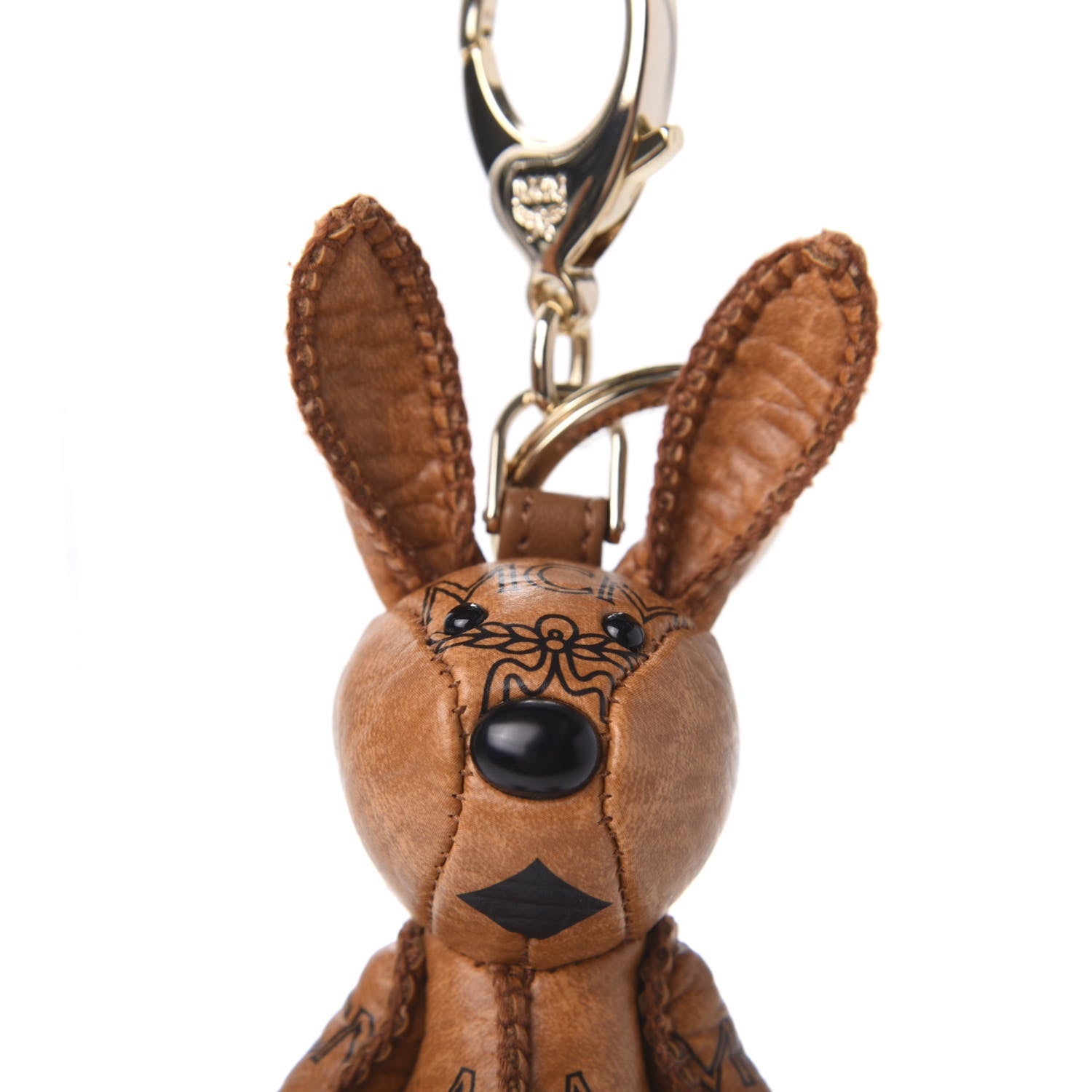 MCM Visetos Rabbit Key Ring Bag Charm Cognac 5 of 6