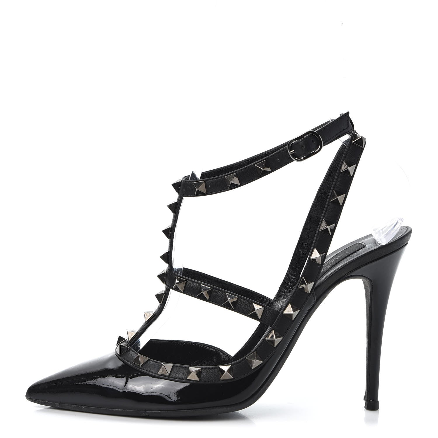 Valentino Garavani Patent Rockstud Ankle Strap Pumps 39 Black 1 of 12