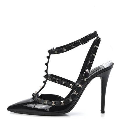 Valentino Garavani Patent Rockstud Ankle Strap Pumps 39 Black 1 of 12