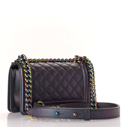 Chanel Iridescent Goatskin Quilted Small Boy Flap Purple 4 of 12