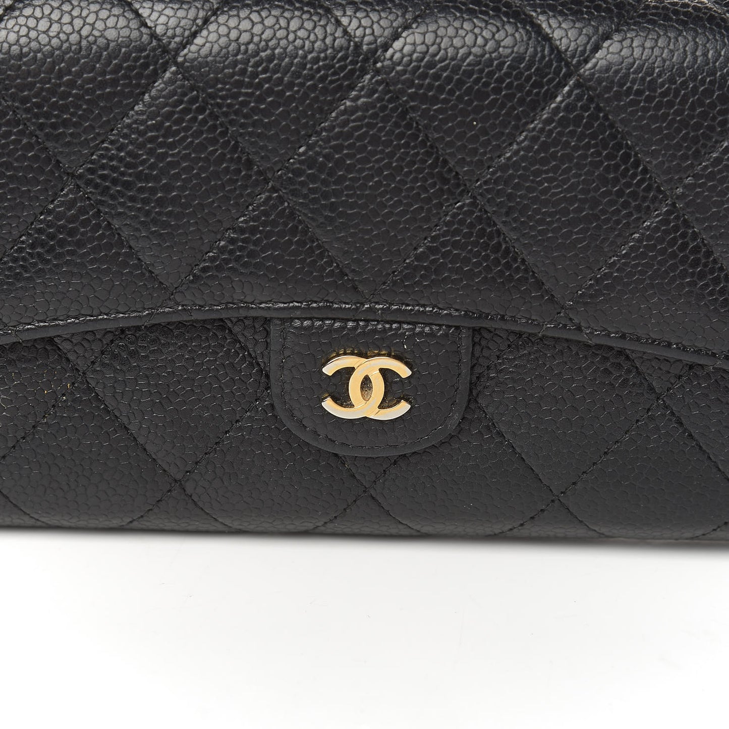 Caviar Quilted Large Gusset Flap Wallet Black