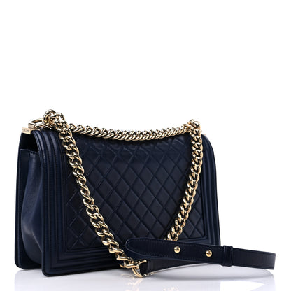 Chanel Lambskin Quilted New Medium Boy Flap Dark Blue 3 of 16