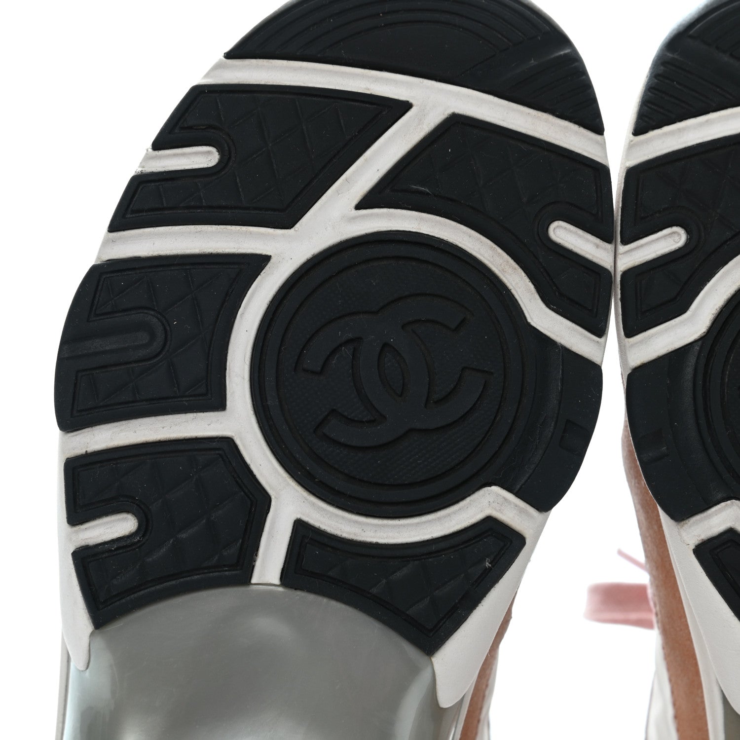 Chanel Nylon Lambskin Suede Calfskin CC Sneakers 36.5 Pink 6 of 21