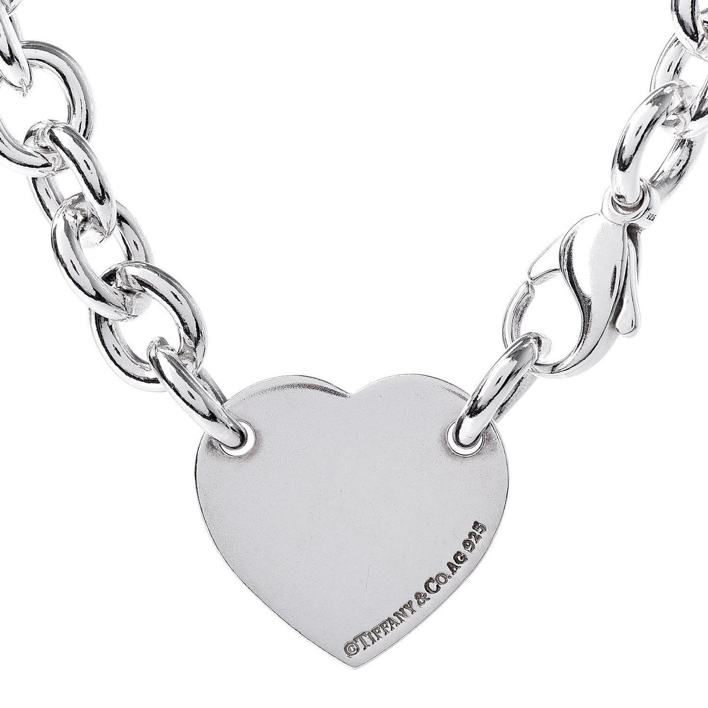 Sterling Silver Return to Heart Tag Choker Necklace