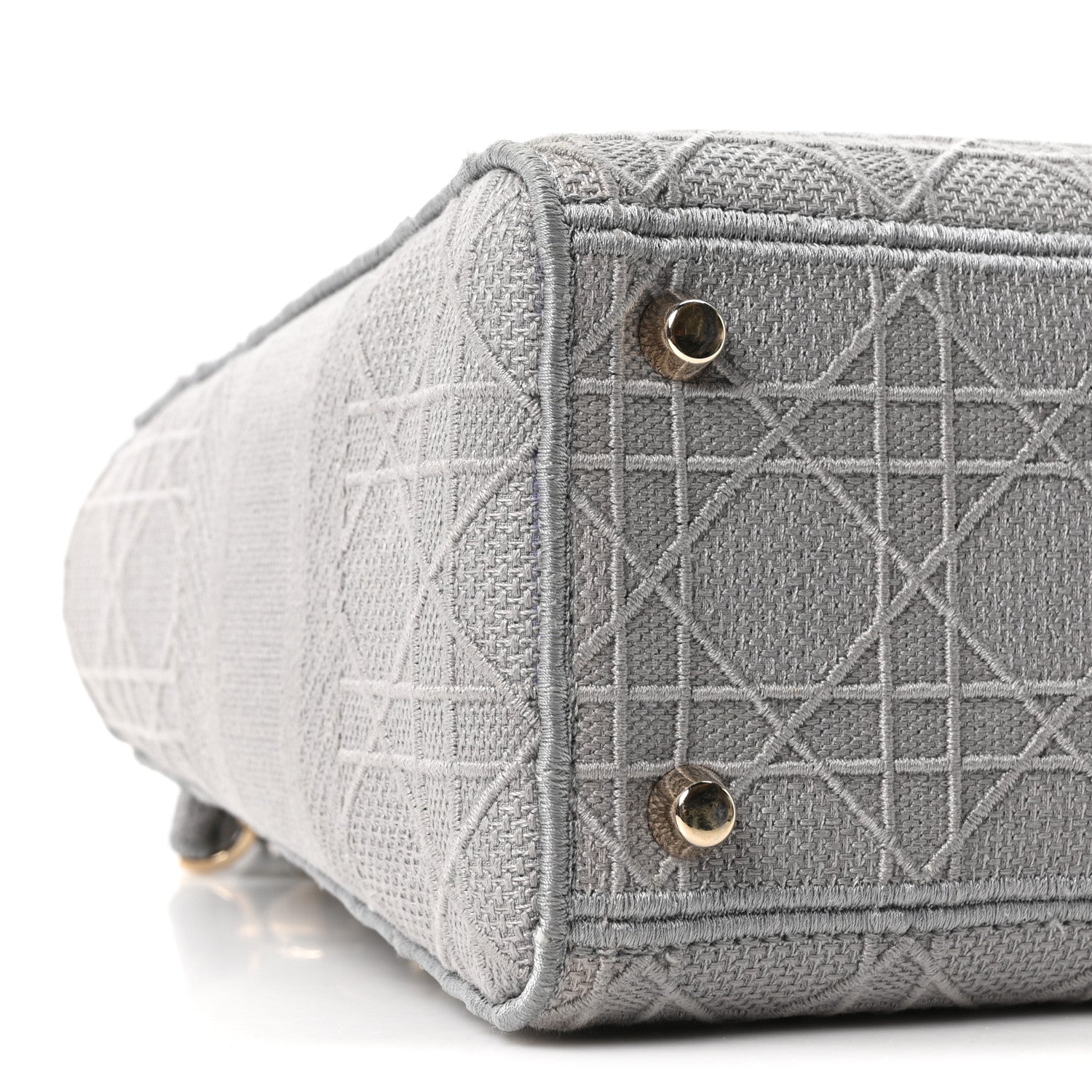 Christian Dior Canvas Embroidered Cannage Medium Lady D-Lite Gray 9 of 10