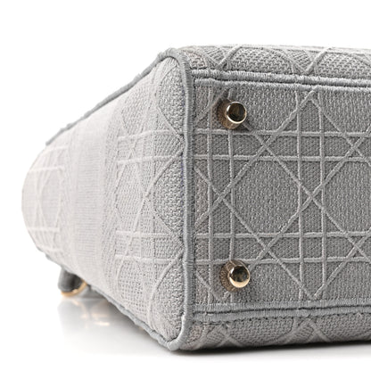 Christian Dior Canvas Embroidered Cannage Medium Lady D-Lite Gray 9 of 10