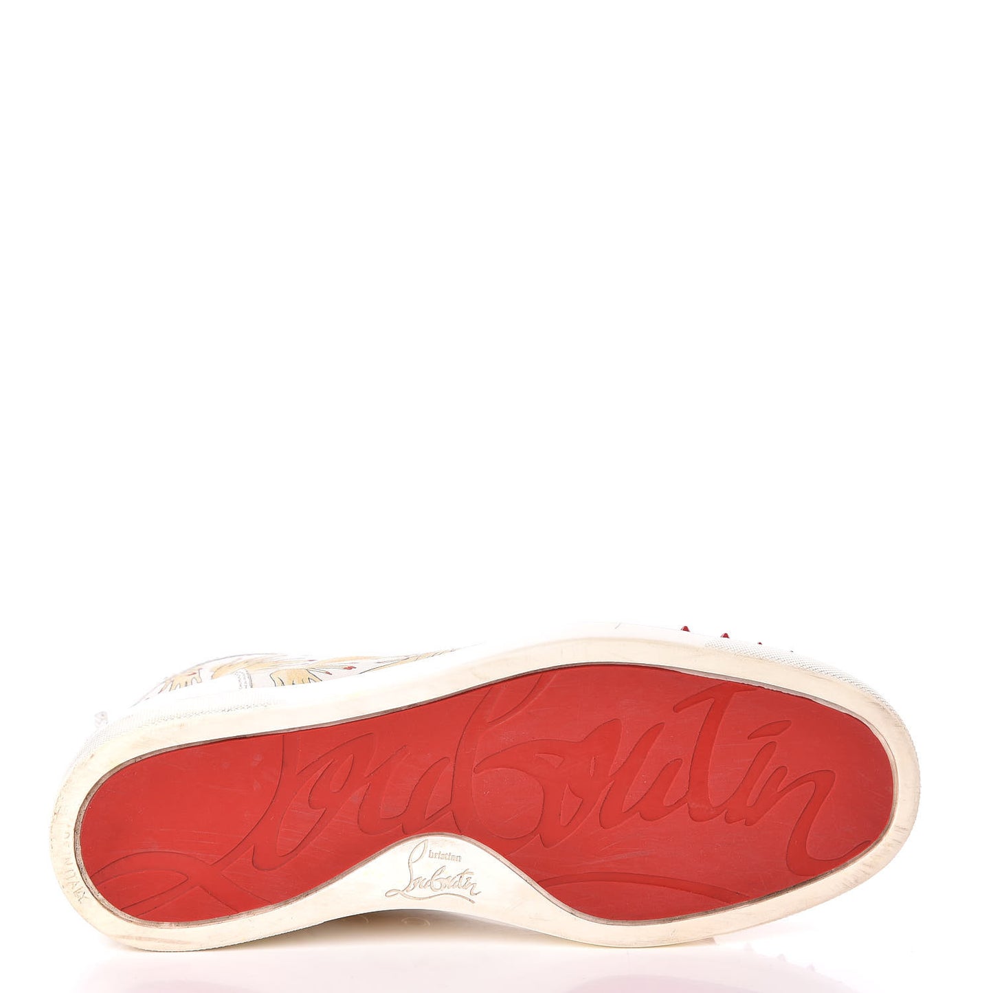 Toile Printed Patent Calfskin Tissu Beauty Spikes Louis Flat Sneakers 38 White