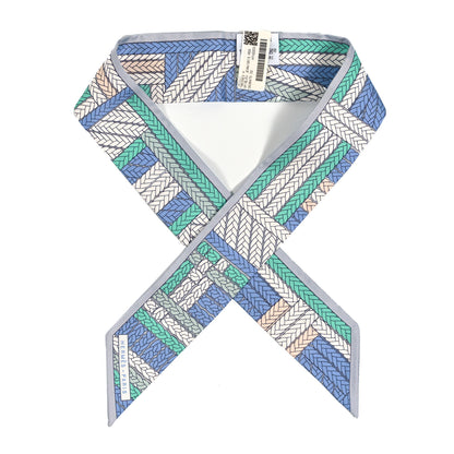 Hermes Silk Tresses H Twilly Bleu Jean Gris Perle 1 of 4