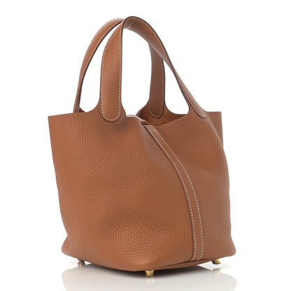 Hermes Taurillon Clemence Picotin Lock 18 PM Gold 3 of 13