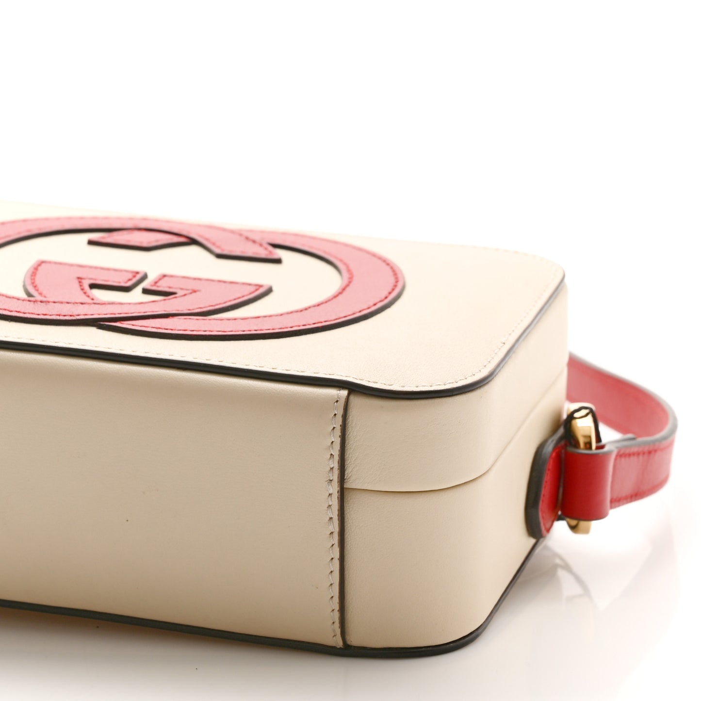 Vitello Eclipse Mini Interlocking G Shoulder Bag Mystic White Hibiscus Red