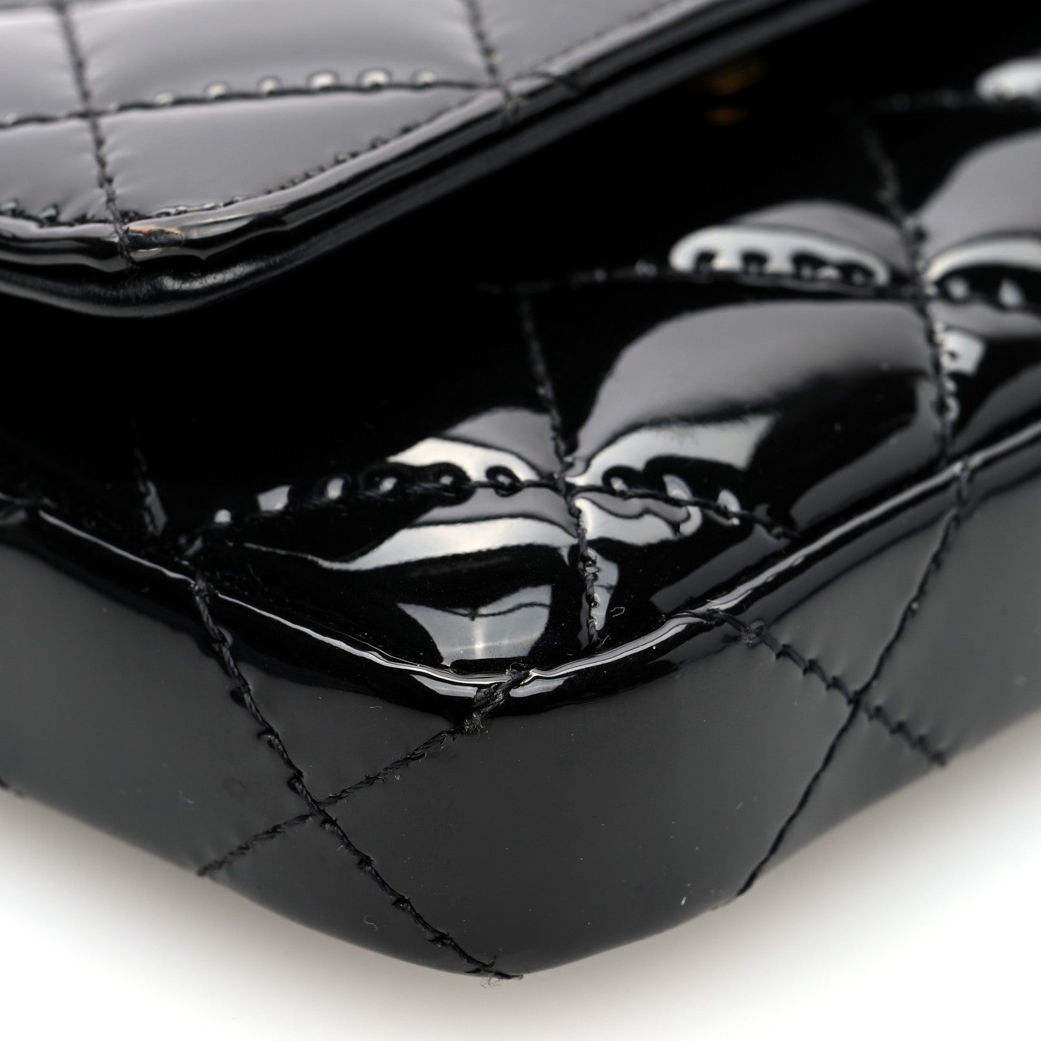 Chanel Patent Enamel Quilted Coco Hearts Clutch With Chain Black 9 of 11