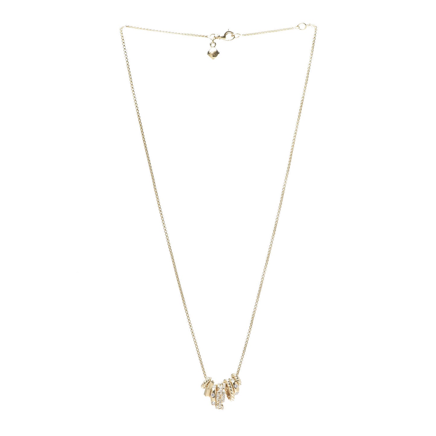 18K Yellow Gold Diamond Stax Rondelle Pendant Necklace