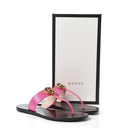 Gucci Calfskin GG Marmont Thong Sandals 38.5 Fuxia Fluo 10 of 10