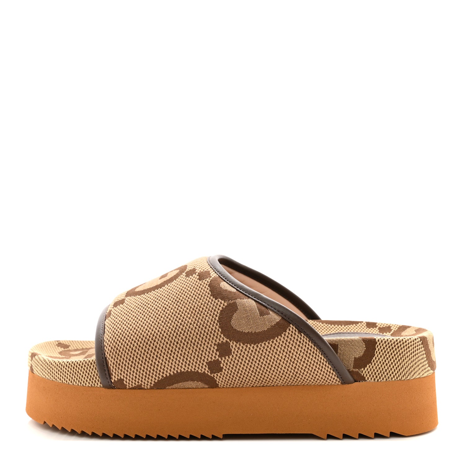 Gucci Monogram Jumbo GG Nappa Samoa Platform 40mm Slide Sandals 39 Camel Ebony New Acero 1 of 11